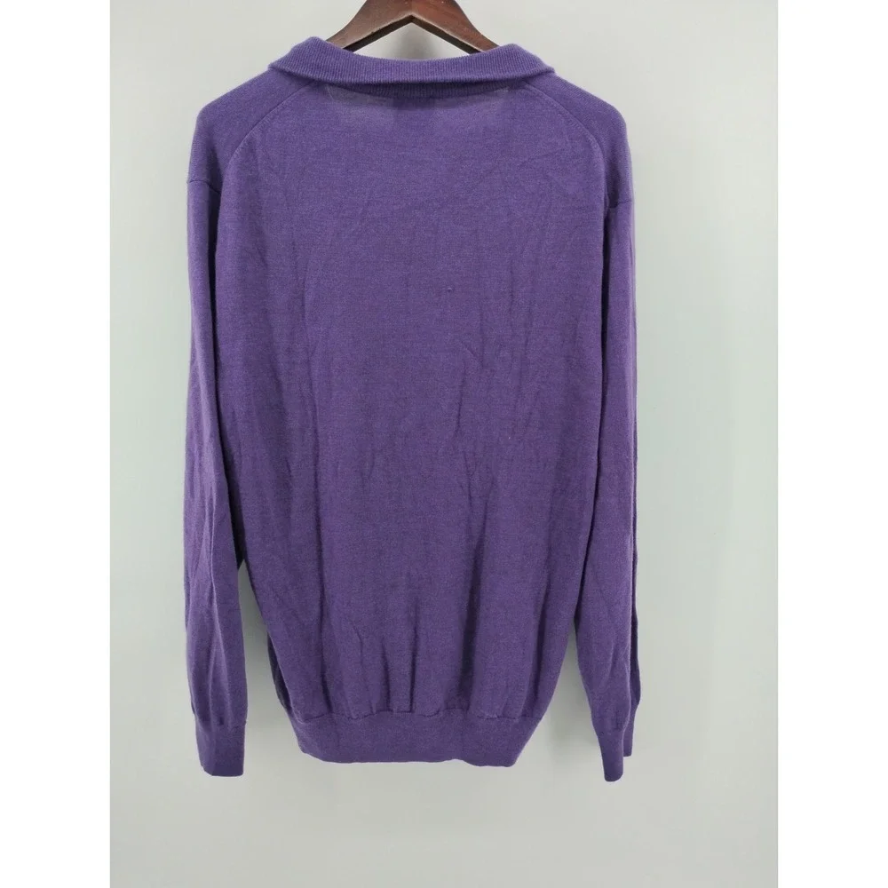Jos A. Bank Men's Traveler 100% Wool 1/4 Zip Pullover Sweater purple XXL